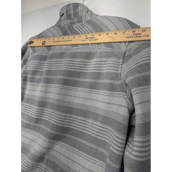 Voyager Gray Stripe Fleece Shacket Shirt Jacket Men's Snap Front Pockets Large - Picture 5 of 10
